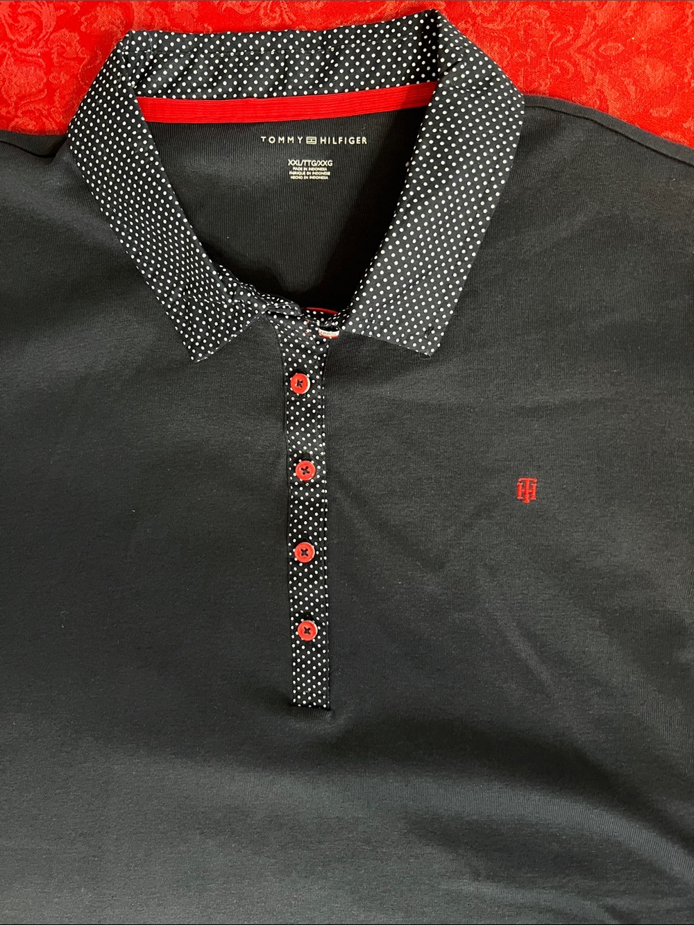 Tommy Hilfiger Blue Polo Dress XXL Red Trim Polka Dot Collar NWT